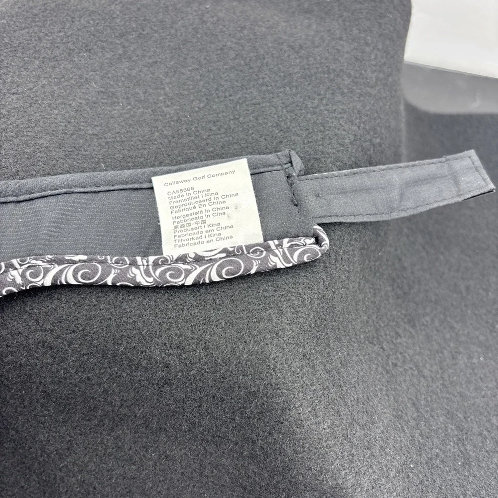 Callaway Ladies Golf Visor Black Adjustable Hook & Loop White Paisley Trim